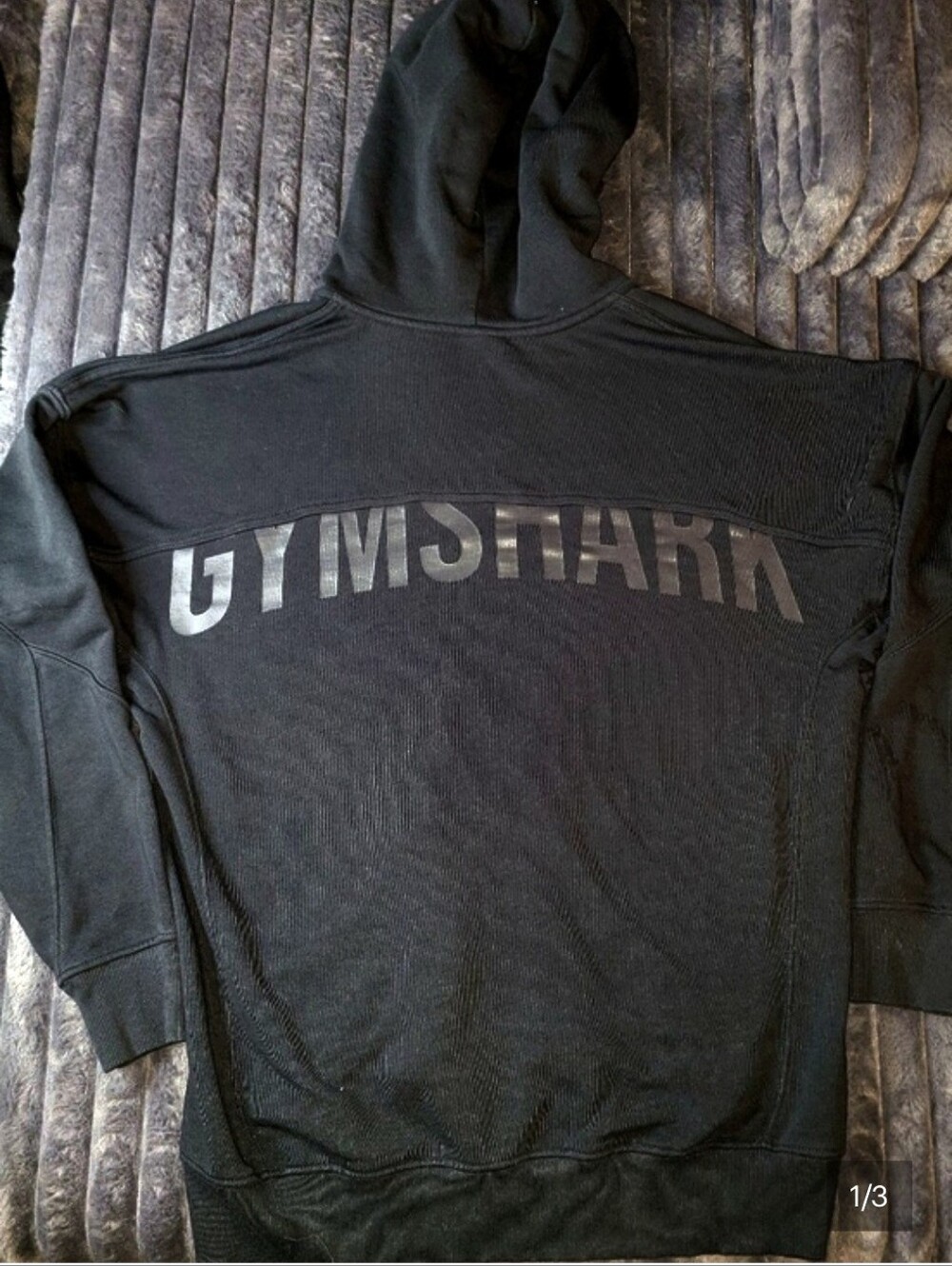 New Gymshark Men's Black Full-Zip Hoodie with Subtle Logo Tried On Once, Too Big
